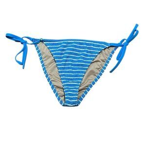 Shade & Shore Blue And White Striped Textured Bikini Bottoms, Size S, NWOT